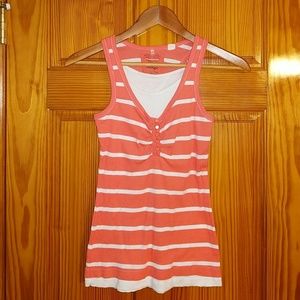 Energie pink and white ribbed tank top